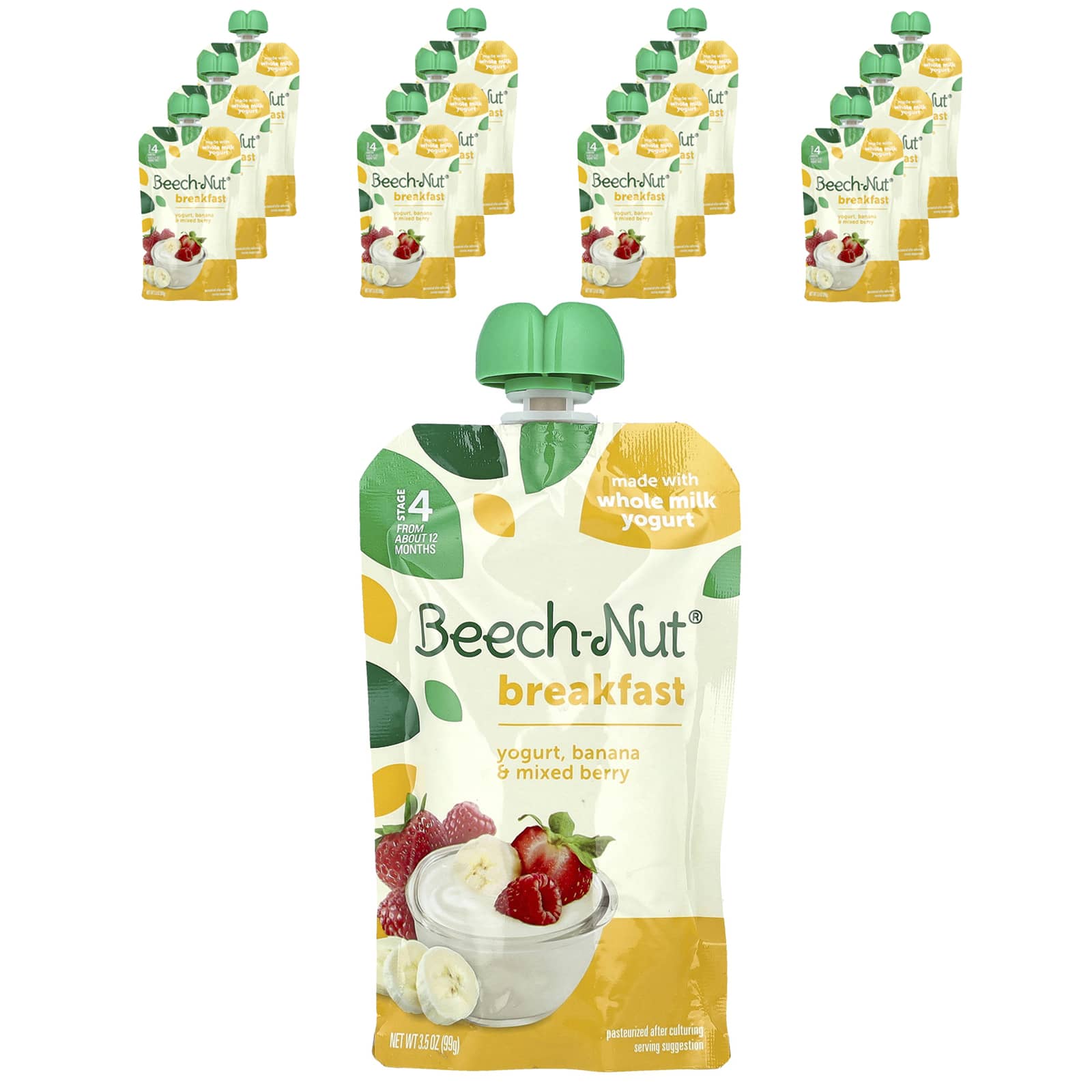 Beech-Nut Breakfast Pouches for Toddlers, 12+ Months, Yogurt & Fruit - Image 1