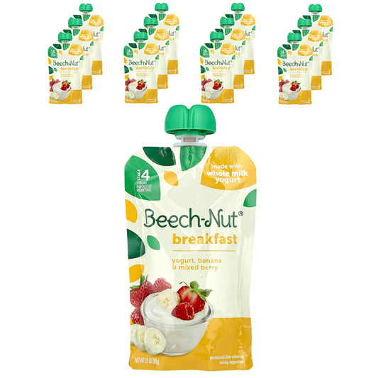 Beech-Nut Breakfast Pouches for Toddlers, 12+ Months, Yogurt & Fruit - Image 1