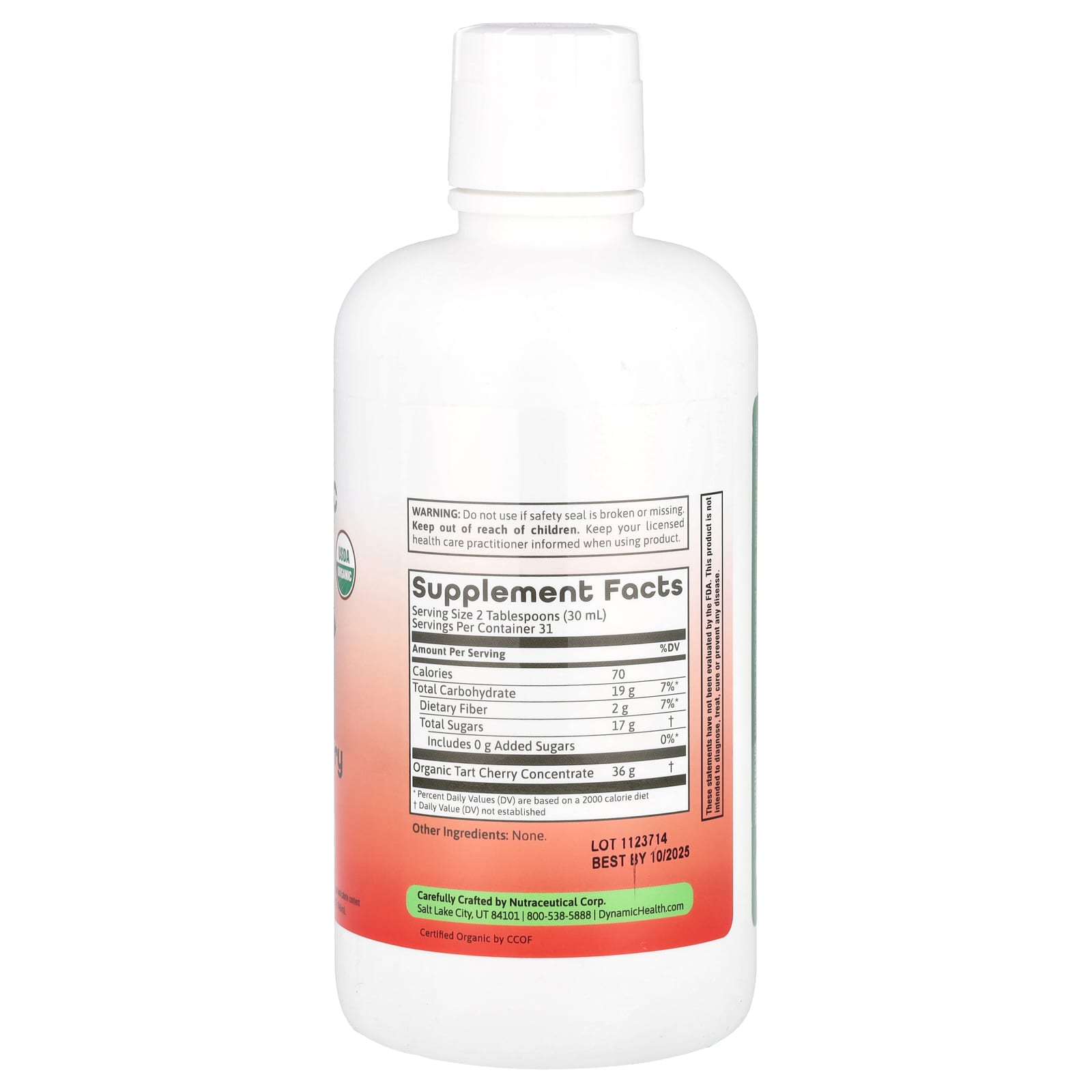 USDA Organic Tart Cherry Concentrate - 32 fl oz (946 ml) by Dynamic Health - Image 2