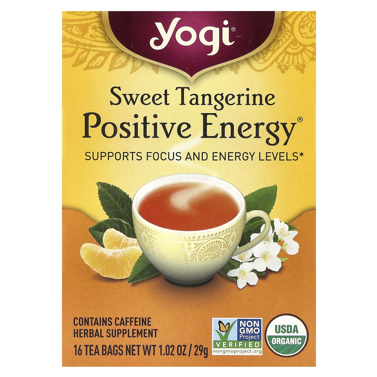 Yogi Tea, Positive Energy®, Sweet Tangerine, 16 Tea Bags, 1.02 oz (29 g) - Image 1