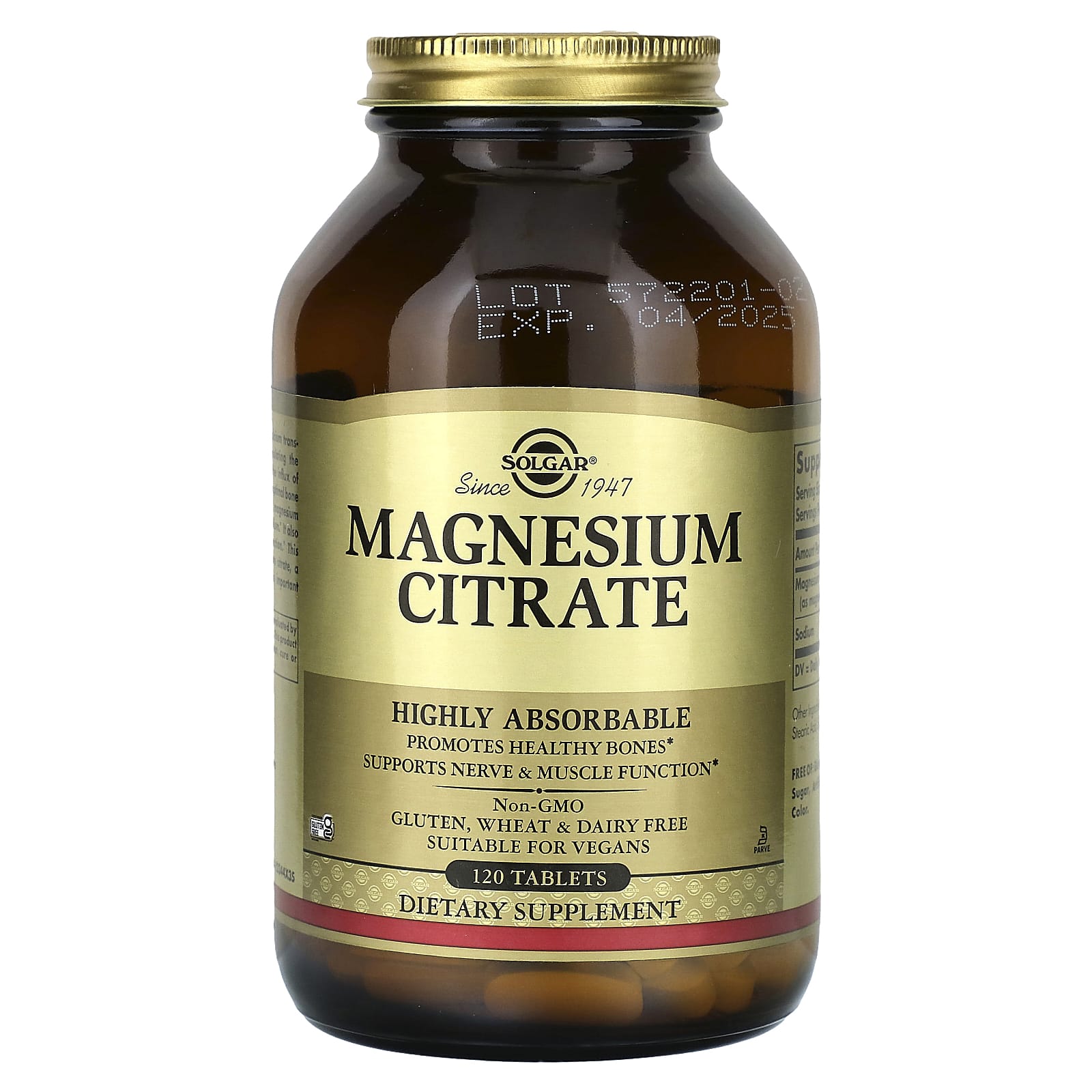 Solgar, Magnesium Citrate, 120 Tablets - Image 1