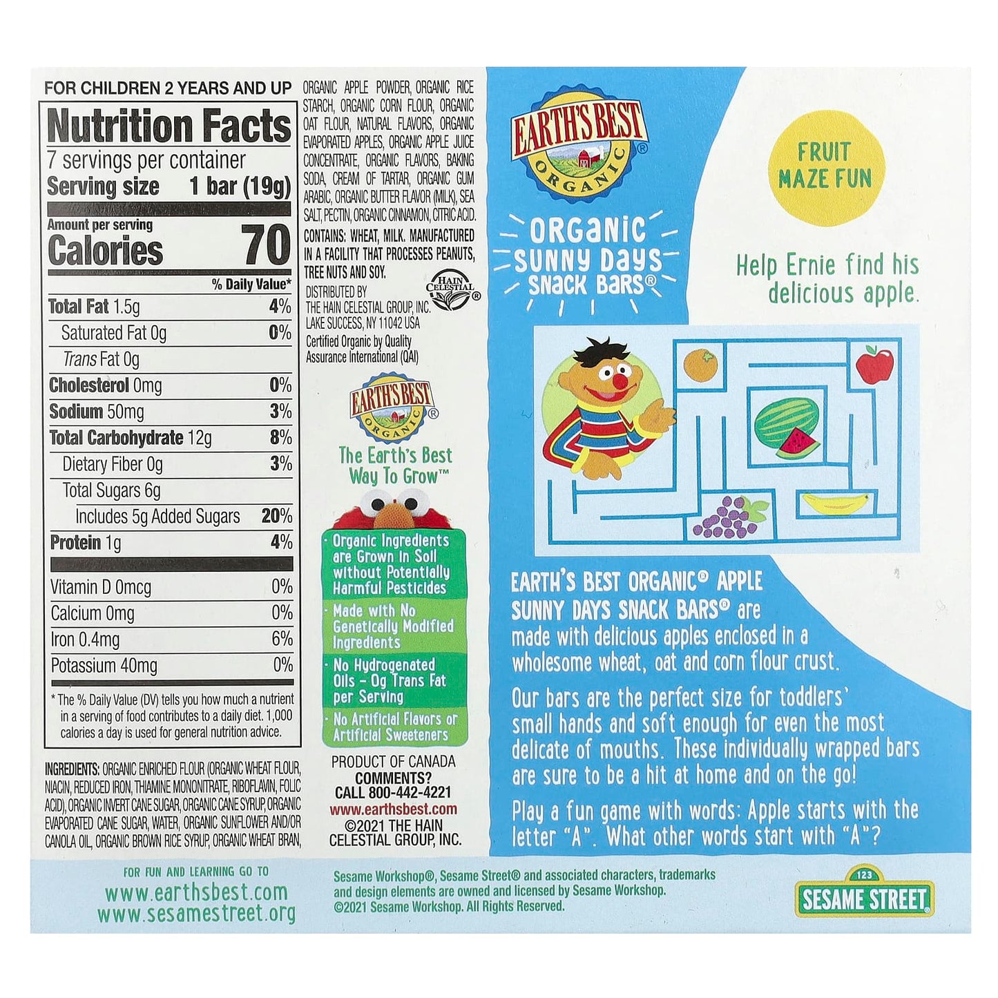 Organic Apple Snack Bars for Toddlers - 7 Bars, 2 Years and Up - Image 2