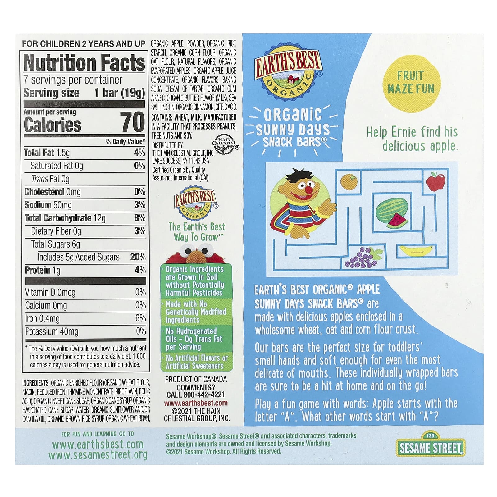 Organic Apple Snack Bars for Toddlers - 7 Bars, 2 Years and Up - Image 2