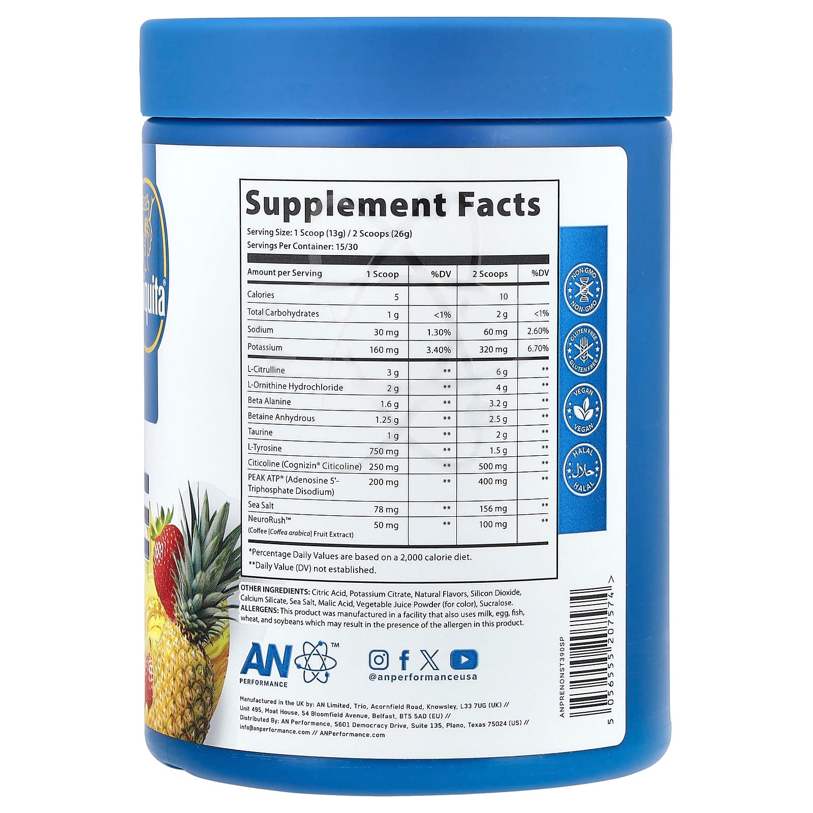 Zero Caffeine Pre-Workout Supplement by AN Supps - Pineapple Strawberry Flavor - Image 2
