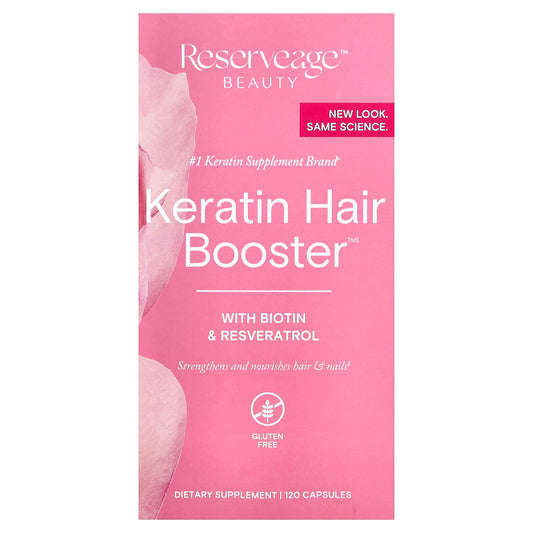 Reserveage Beauty, Keratin Hair Booster with Biotin & Resveratrol, 120 Capsules - Image 1