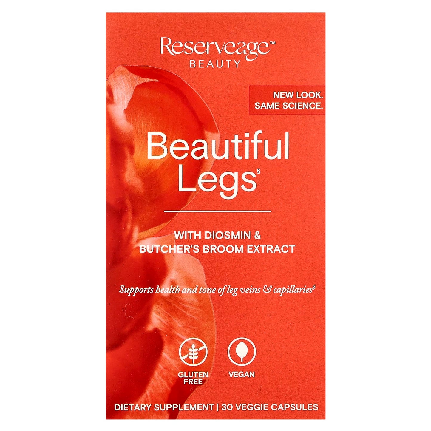 Reserveage Beauty, Beautiful Legs with Diosmin & Butcher's Broom Extract, 30 Veggie Capsules - Image 1