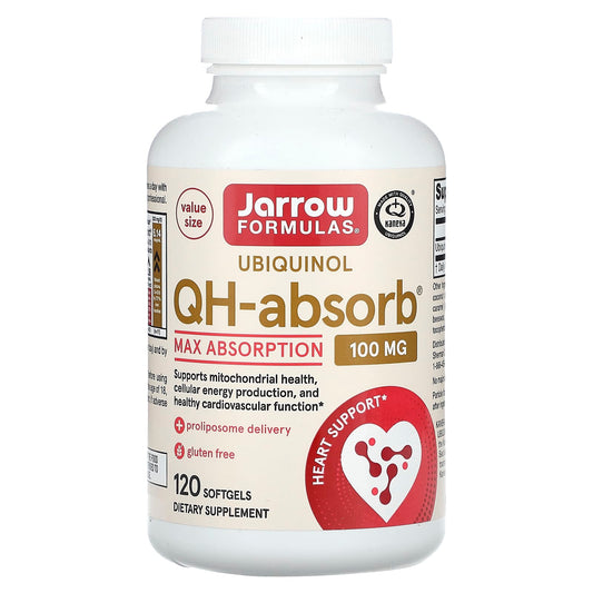 Jarrow Formulas, Ubiquinol, QH-Absorb, Max Absorption, 100 mg, 120 Softgels