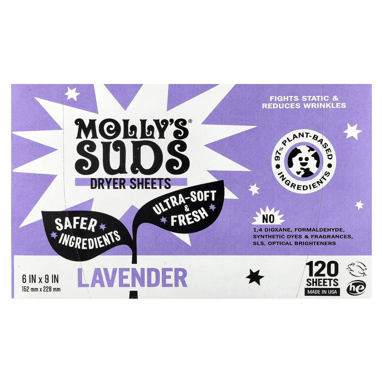 Molly's Suds, Dryer Sheets, Lavender, 120 Sheets - Image 1
