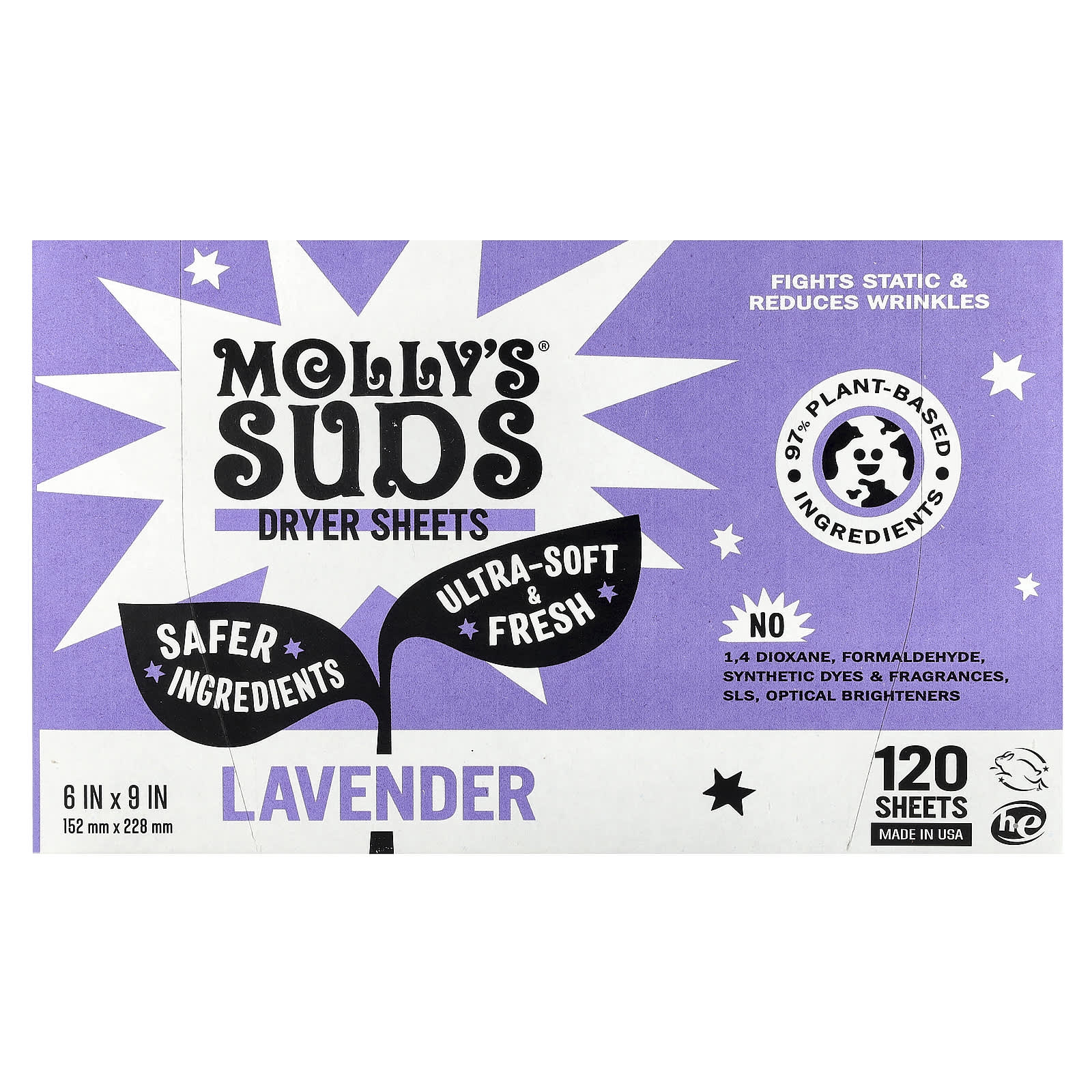 Molly's Suds, Dryer Sheets, Lavender, 120 Sheets - Image 1