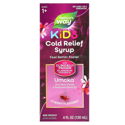 Nature's Way, Umcka, Kids Cold Relief Syrup, Ages 1+, Cherry , 4 fl oz (120 ml) - Image 1