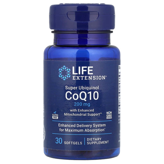 Life Extension, Super Ubiquinol CoQ10 with Enhanced Mitochondrial Support, 200 mg, 30 Softgels - Image 1