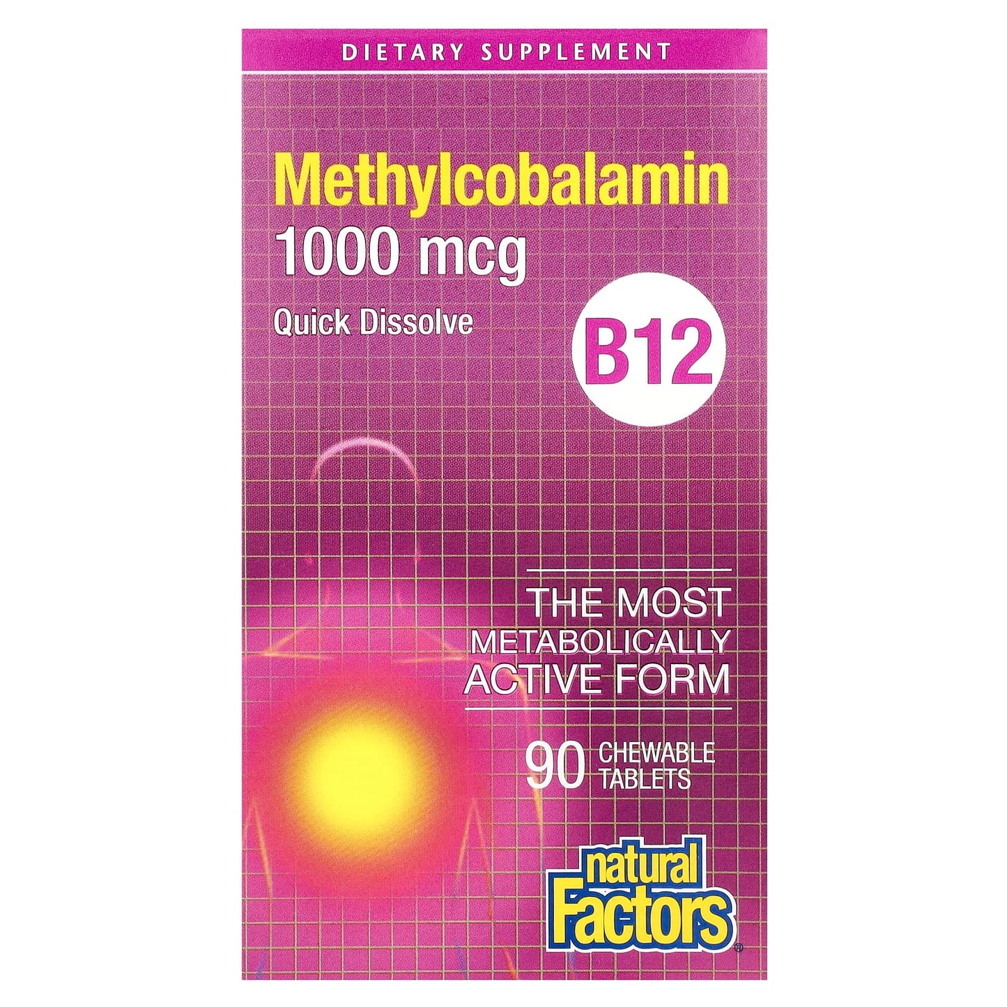 Natural Factors, B12, Methylcobalamin, 1,000 mcg, 90 Chewable Tablets - Image 1