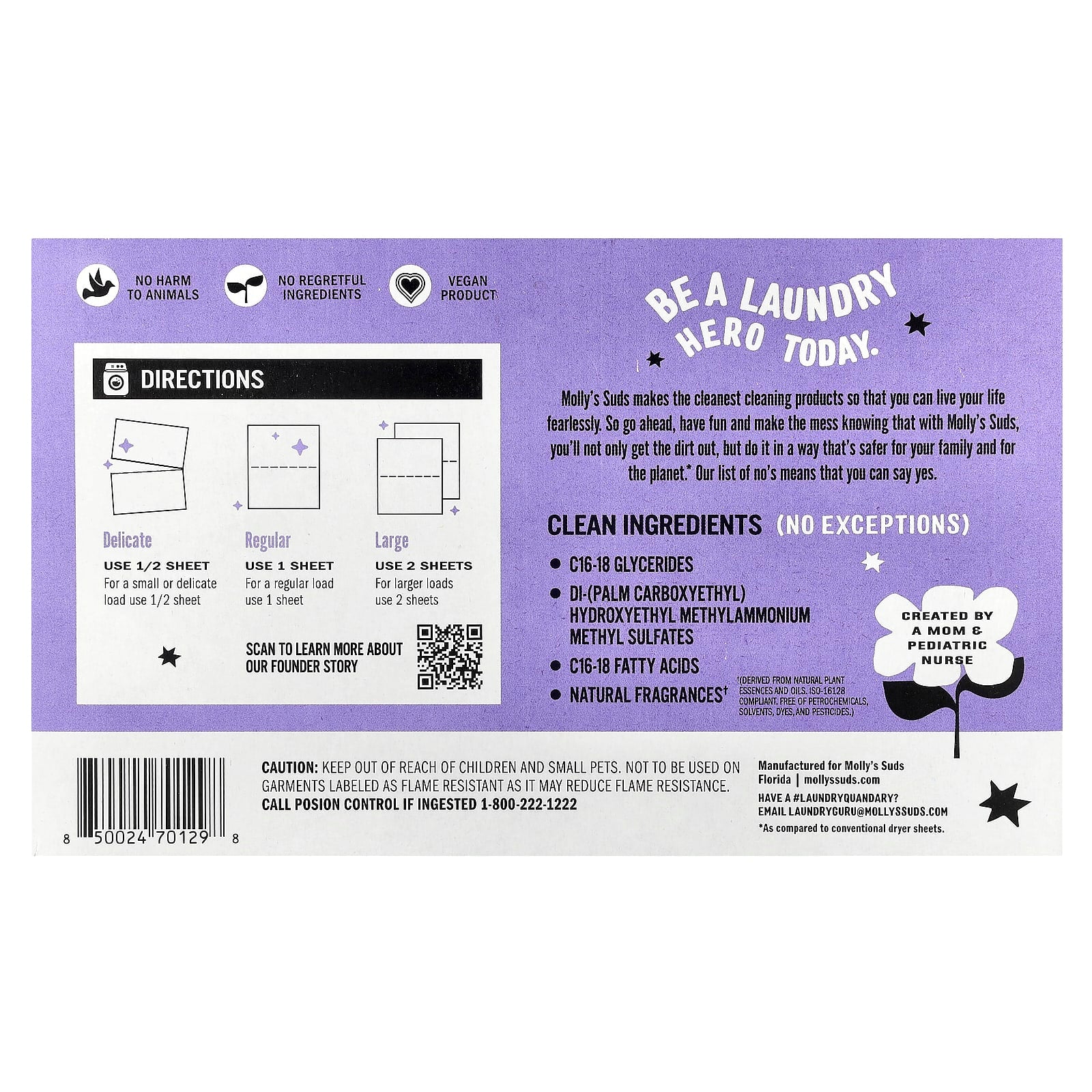 Molly's Suds, Dryer Sheets, Lavender, 120 Sheets - Image 2