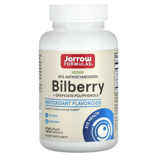 Vegan Bilberry + Grapeskin Polyphenols for Eye Health - 120 Veggie Capsules - Image 1