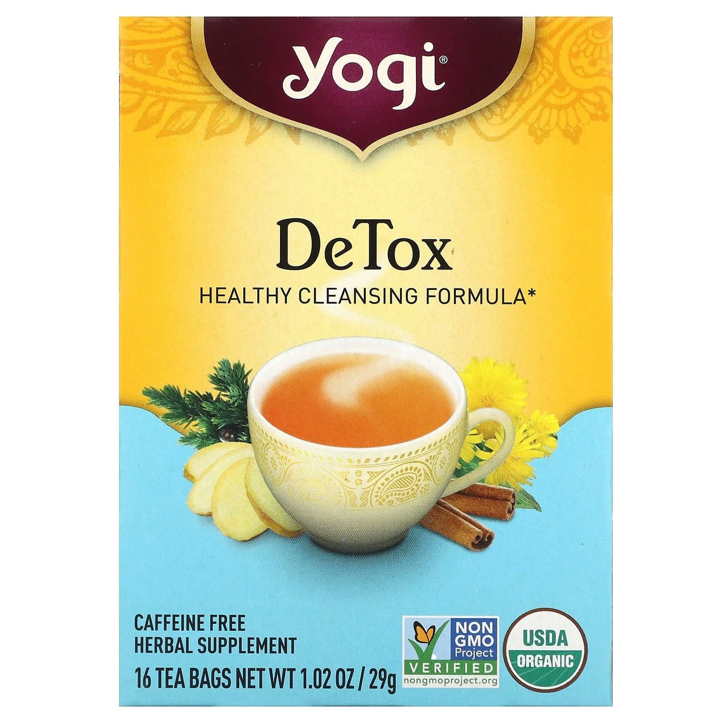 Yogi Tea, Detox, Caffeine Free, 16 Tea Bags, 1.02 oz (29 g) - Image 1
