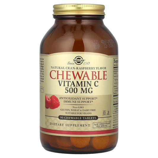 Solgar, Chewable Vitamin C, Natural Cran-Raspberry, 500 mg, 90 Chewable Tablets - Image 1