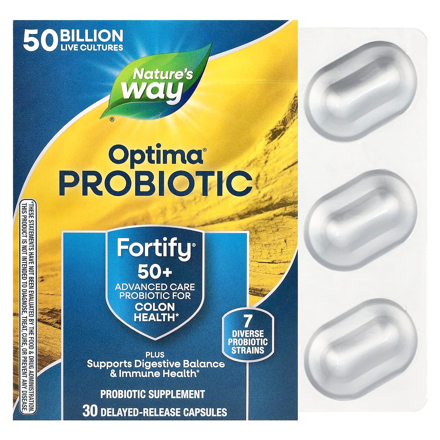 Nature's Way, Optima® Probiotic, Fortify® 50+, 50 Billion, 30 Delayed-Release Capsules - Image 1