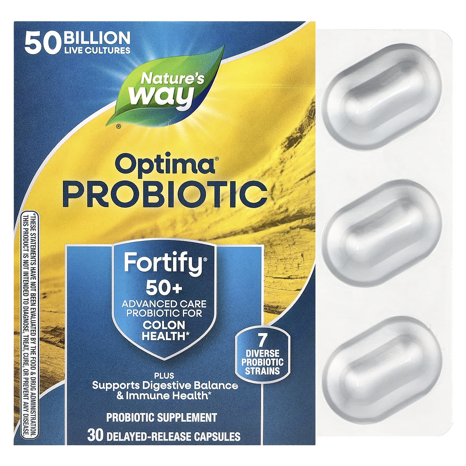 Nature's Way, Optima® Probiotic, Fortify® 50+, 50 Billion, 30 Delayed-Release Capsules - Image 1
