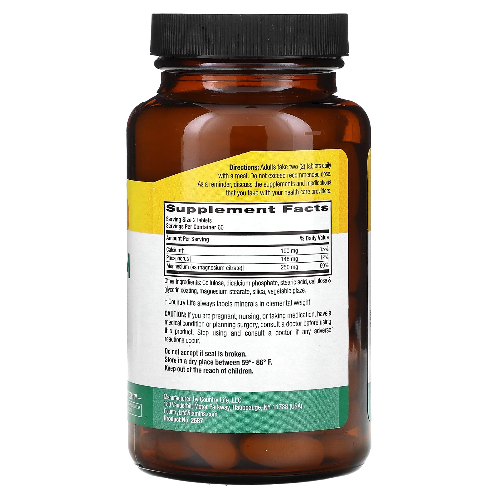 Country Life Magnesium Citrate 120 Tablets - Gluten-Free & Vegan-Friendly - Image 2