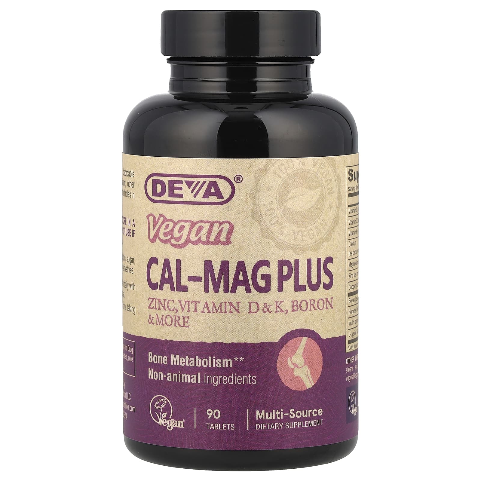 <strong>Deva Vegan Cal-Mag Plus</strong> - 90 Tablets for Bone Health - Image 1
