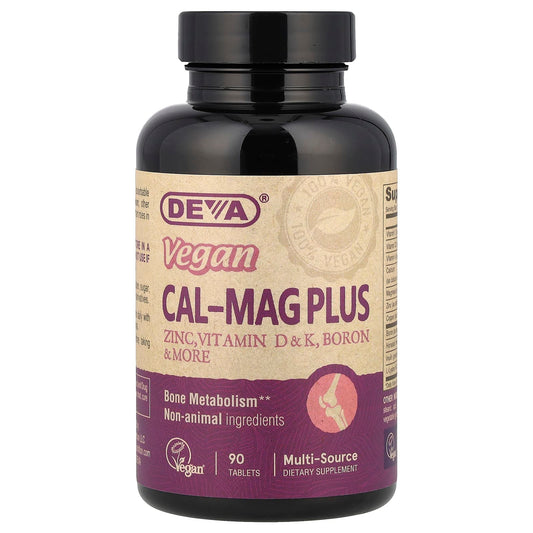 <strong>Deva Vegan Cal-Mag Plus</strong> - 90 Tablets for Bone Health - Image 1