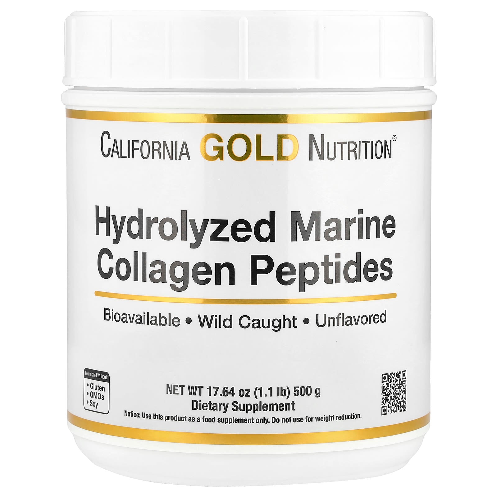 Hydrolyzed Marine Collagen Peptides for Healthy Hair, Skin & Joints - 1.1 lb - Image 1