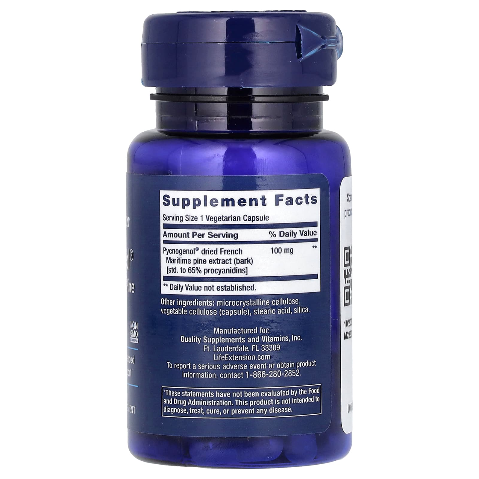 Life Extension, Pycnogenol, French Maritime Pine Bark Extract, 100 mg, 60 Vegetarian Capsules - Image 2