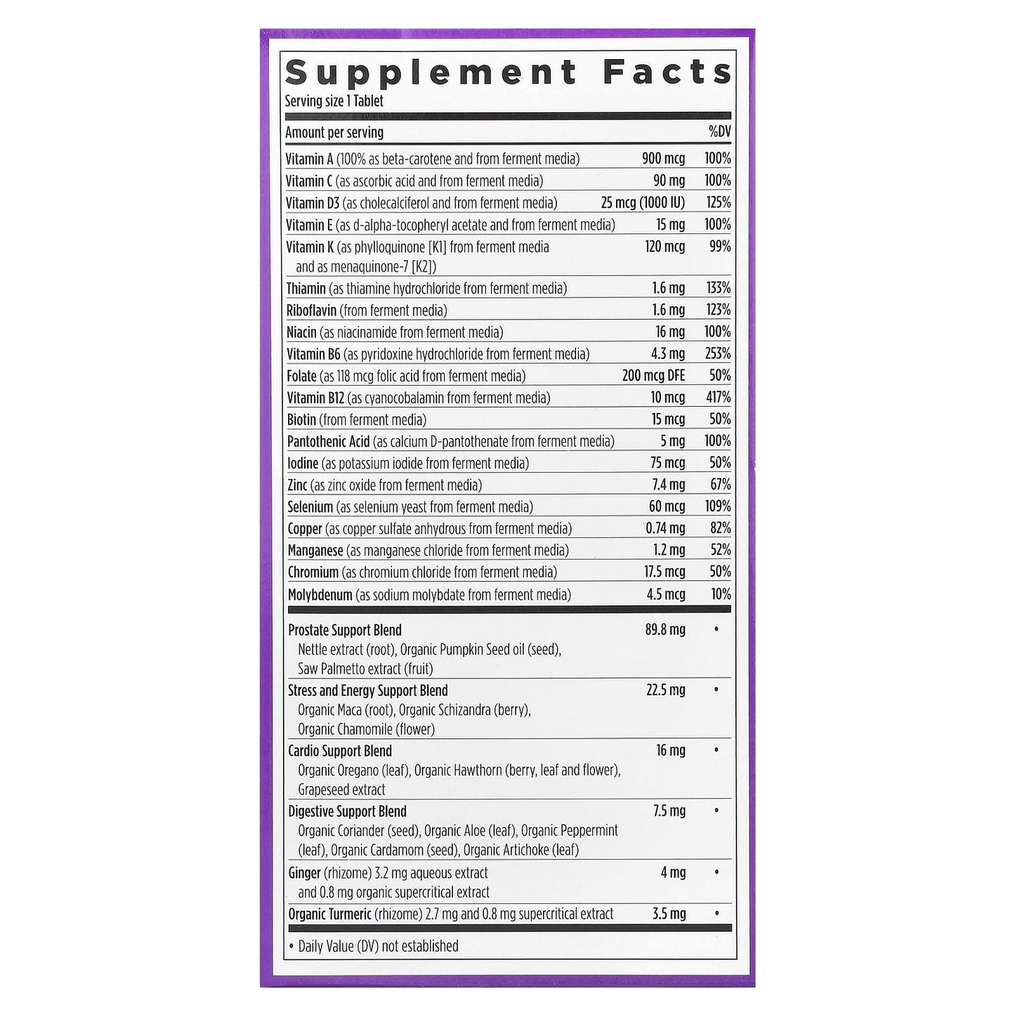 New Chapter, Every Man's One Daily 40+ Multivitamin, 72 Vegetarian Tablets - Image 2