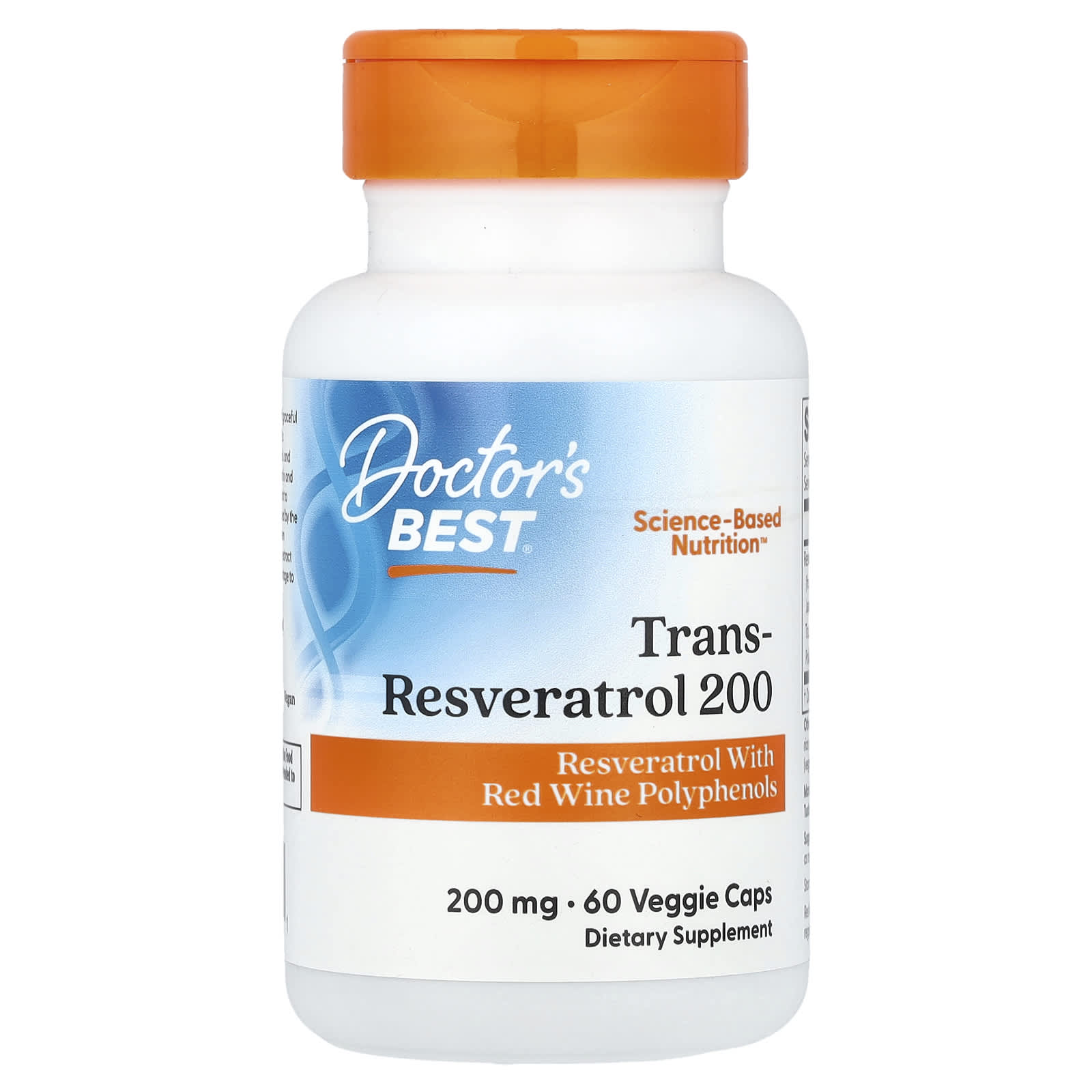 Doctor's Best Trans-Resveratrol 200 - 60 Veggie Caps for Healthy Aging - Image 1