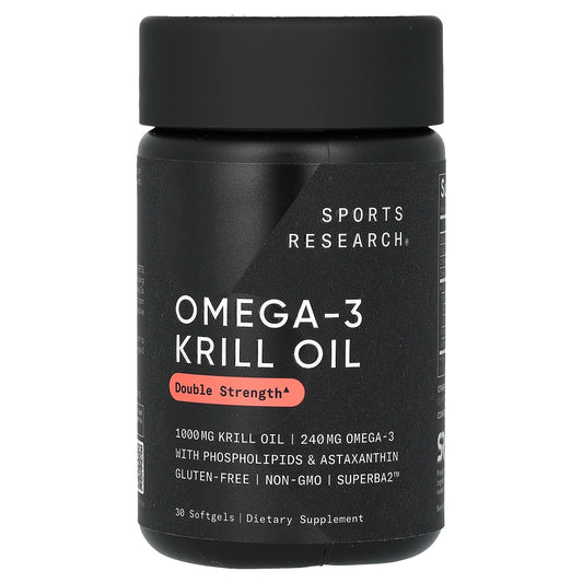 Sports Research, Omega-3 Krill Oil, Double Strength, 1,000 mg, 30 Softgels - Image 1
