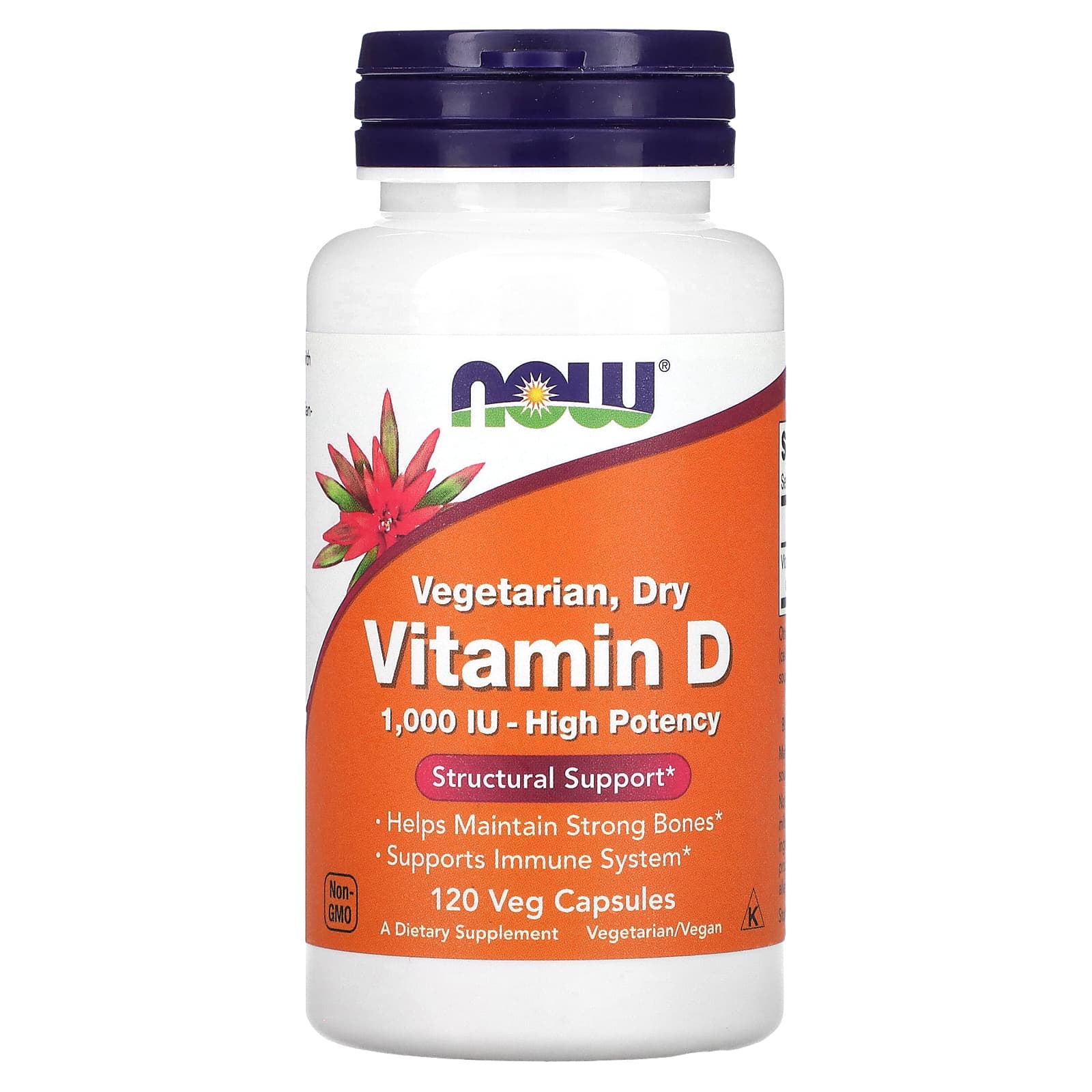 NOW Foods, Vegetarian Dry Vitamin D, 1,000 IU, 120 Veg Capsules - Image 1