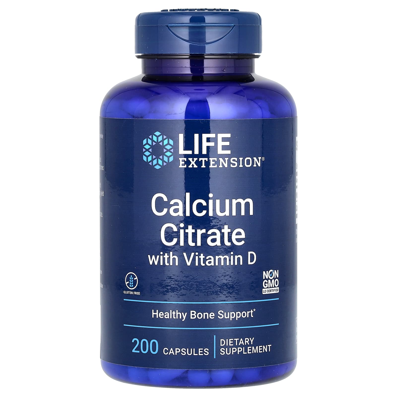 Life Extension, Calcium Citrate with Vitamin D, 200 Capsules - Image 1