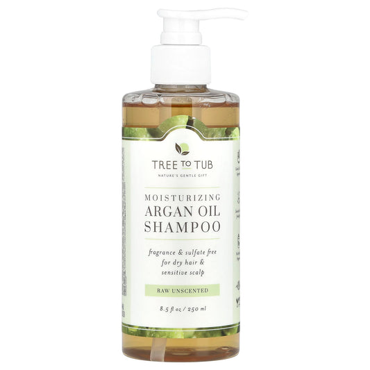 Tree To Tub, Moisturizing Argan Oil Shampoo, For Dry Hair & Sensitive Scalp, Raw Unscented , 8.5 fl oz (250 ml) - Image 1