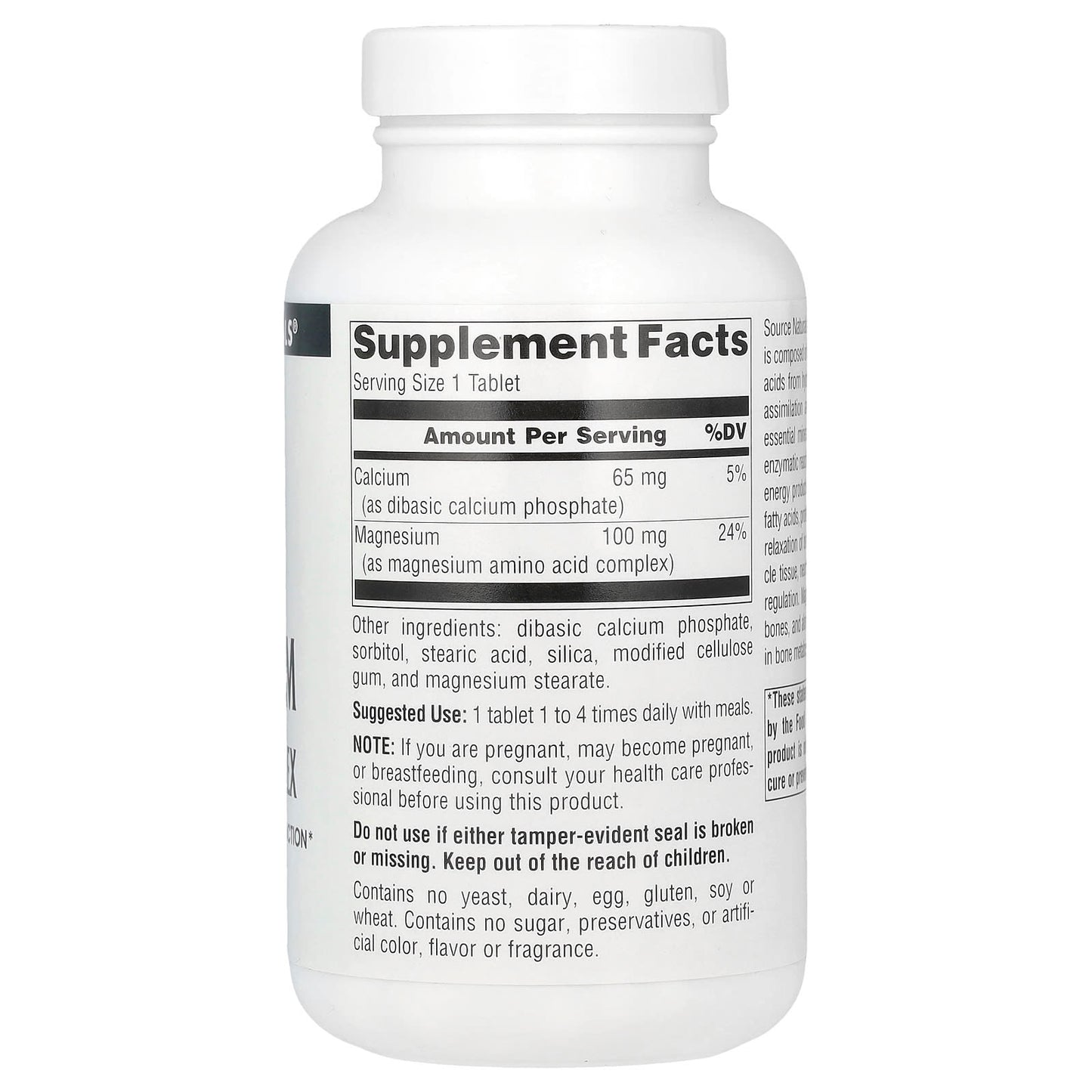 Source Naturals, Magnesium Chelate Complex, 100 mg, 250 Tablets - Image 2