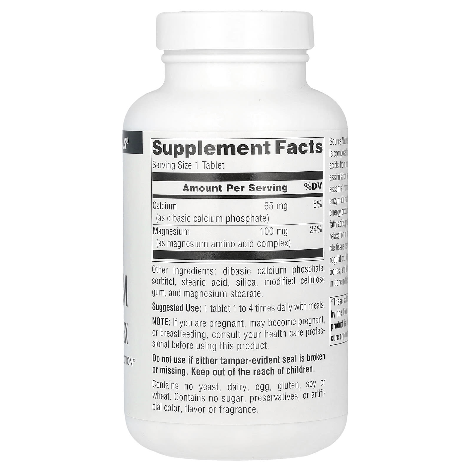 Source Naturals, Magnesium Chelate Complex, 100 mg, 250 Tablets - Image 2