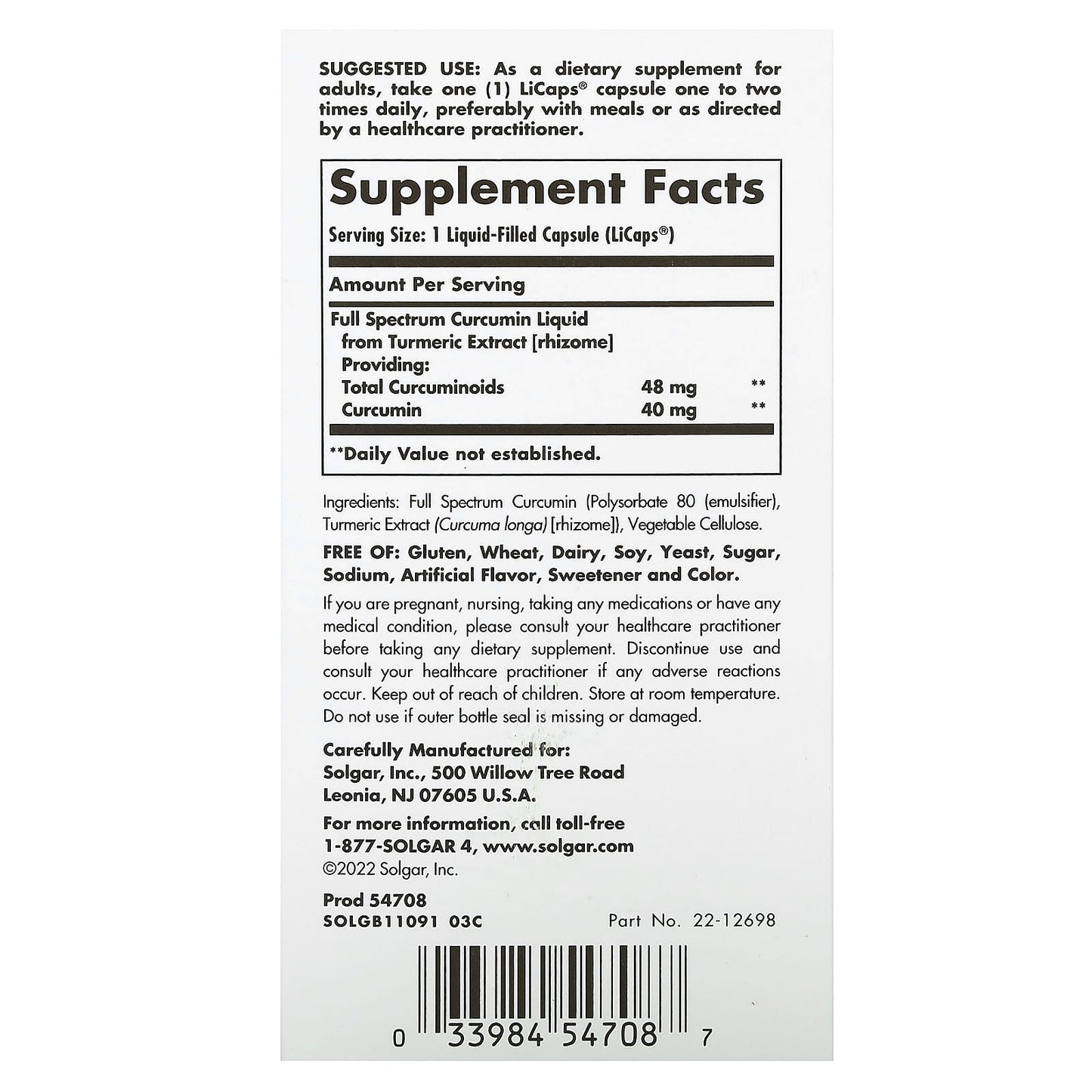 Solgar, Full Spectrum Curcumin, 90 LiCaps - Image 2
