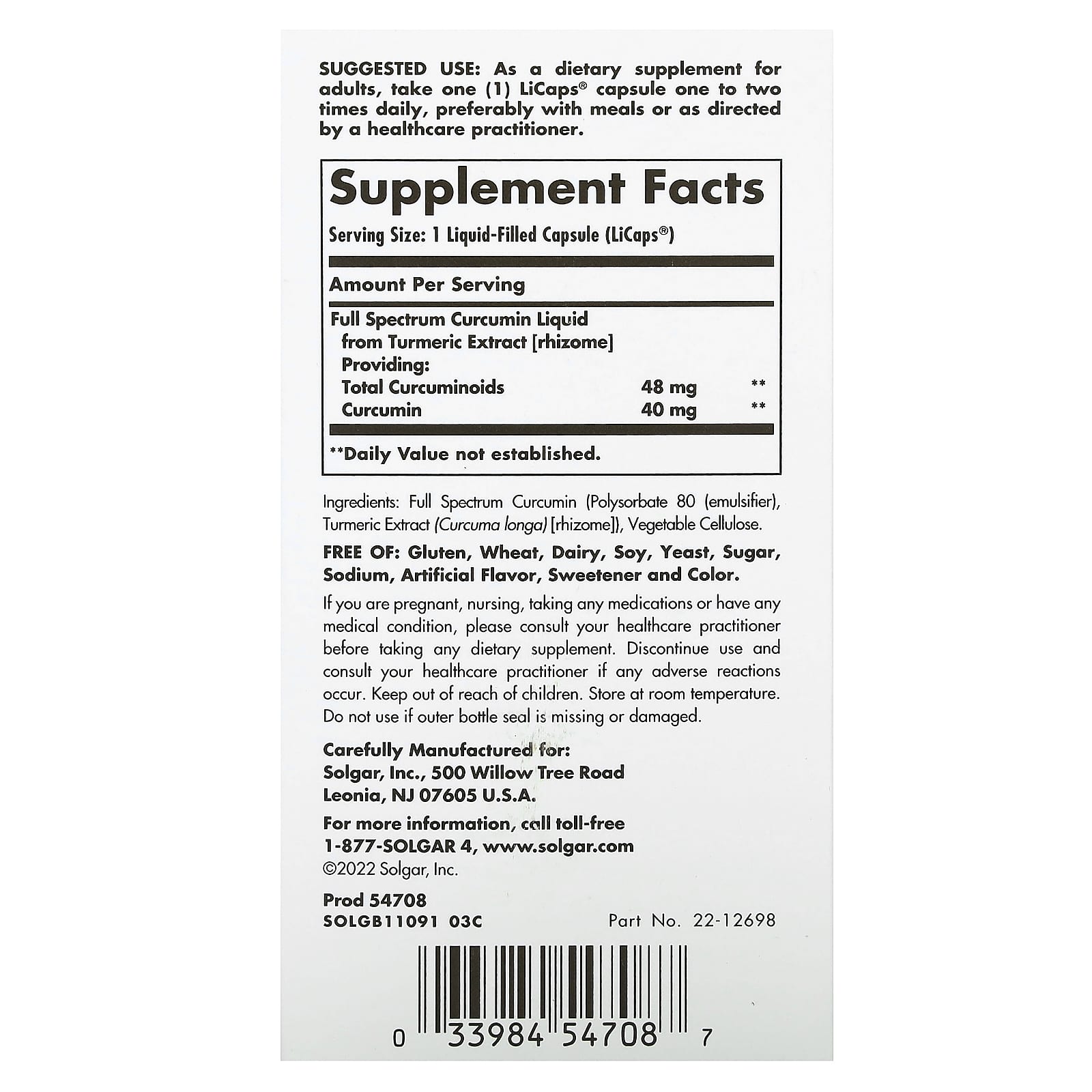 Solgar, Full Spectrum Curcumin, 90 LiCaps - Image 2