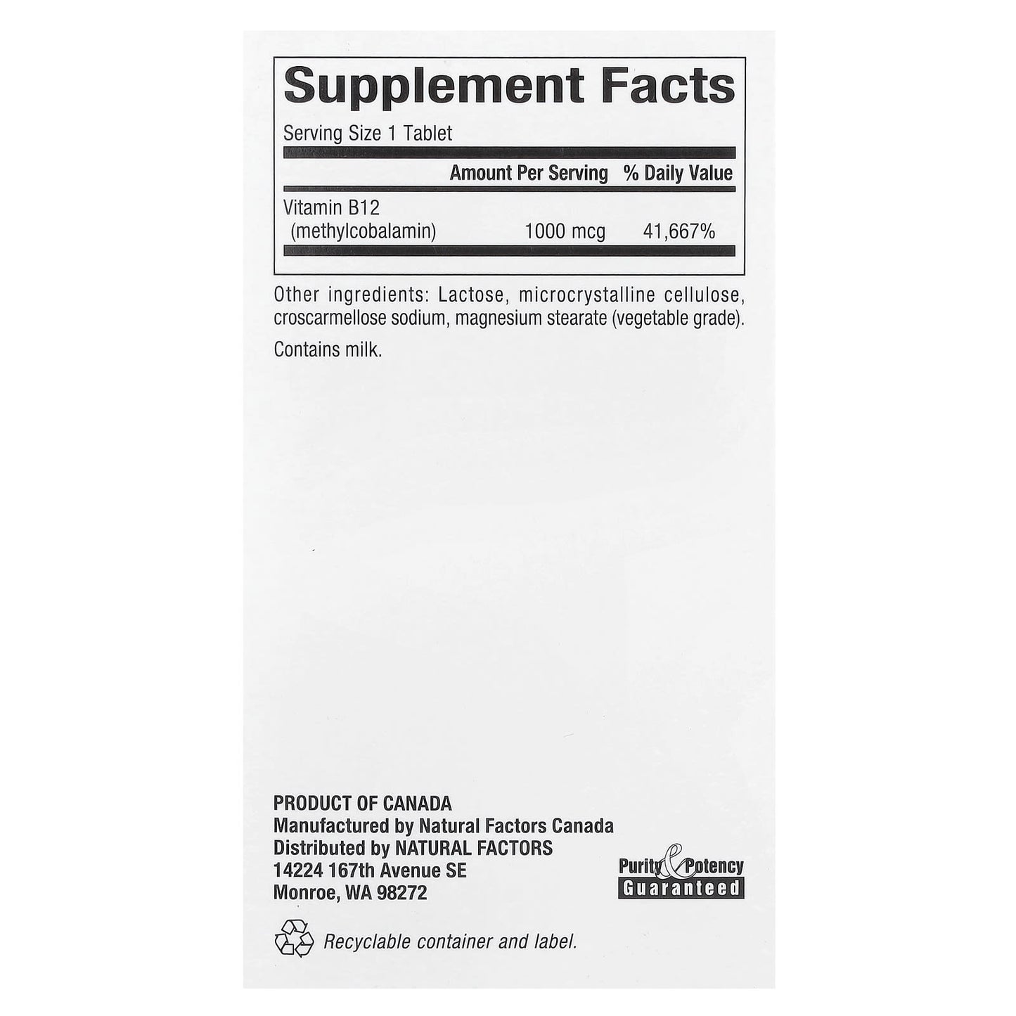 Natural Factors, B12, Methylcobalamin, 1,000 mcg, 90 Chewable Tablets - Image 2