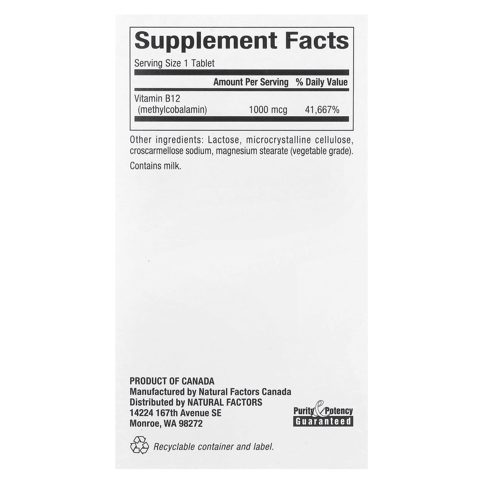 Natural Factors, B12, Methylcobalamin, 1,000 mcg, 90 Chewable Tablets - Image 2