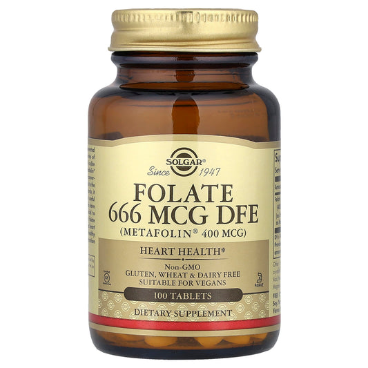 Solgar, Folate, 666 mcg DFE, 100 Tablets - Image 1