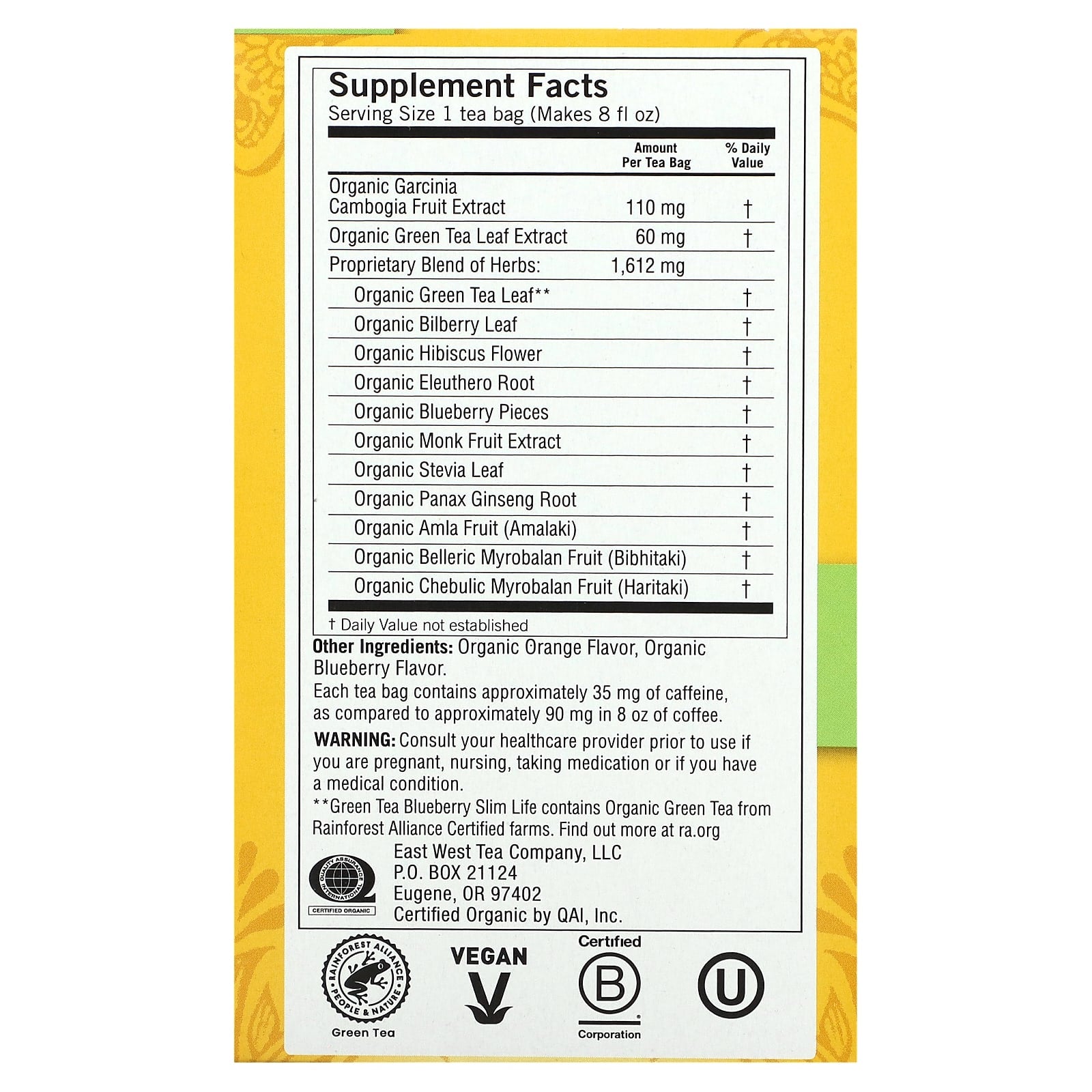 Yogi Tea, Green Tea Blueberry Slim Life, 16 Tea Bags, 1.12 oz (32 g)