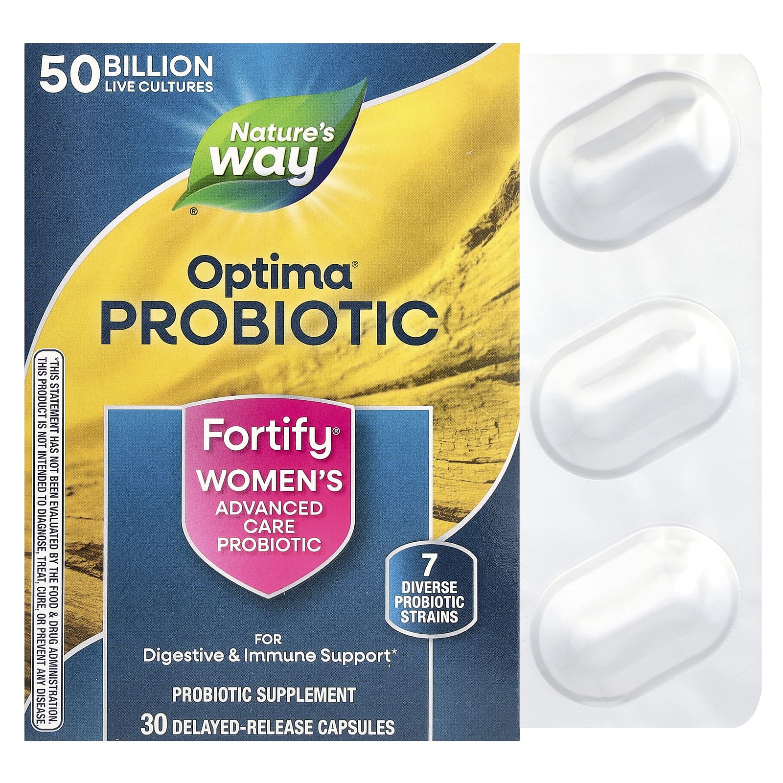 Nature's Way, Optima® Probiotic, Fortify® Women's Advanced Care Probiotic, 50 Billion, 30 Delayed Release Capsules - Image 1