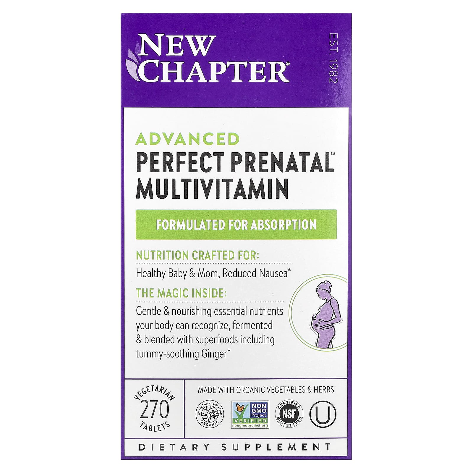 New Chapter, Advanced Perfect Prenatal™ Multivitamin, 270 Vegetarian Tablets - Image 1