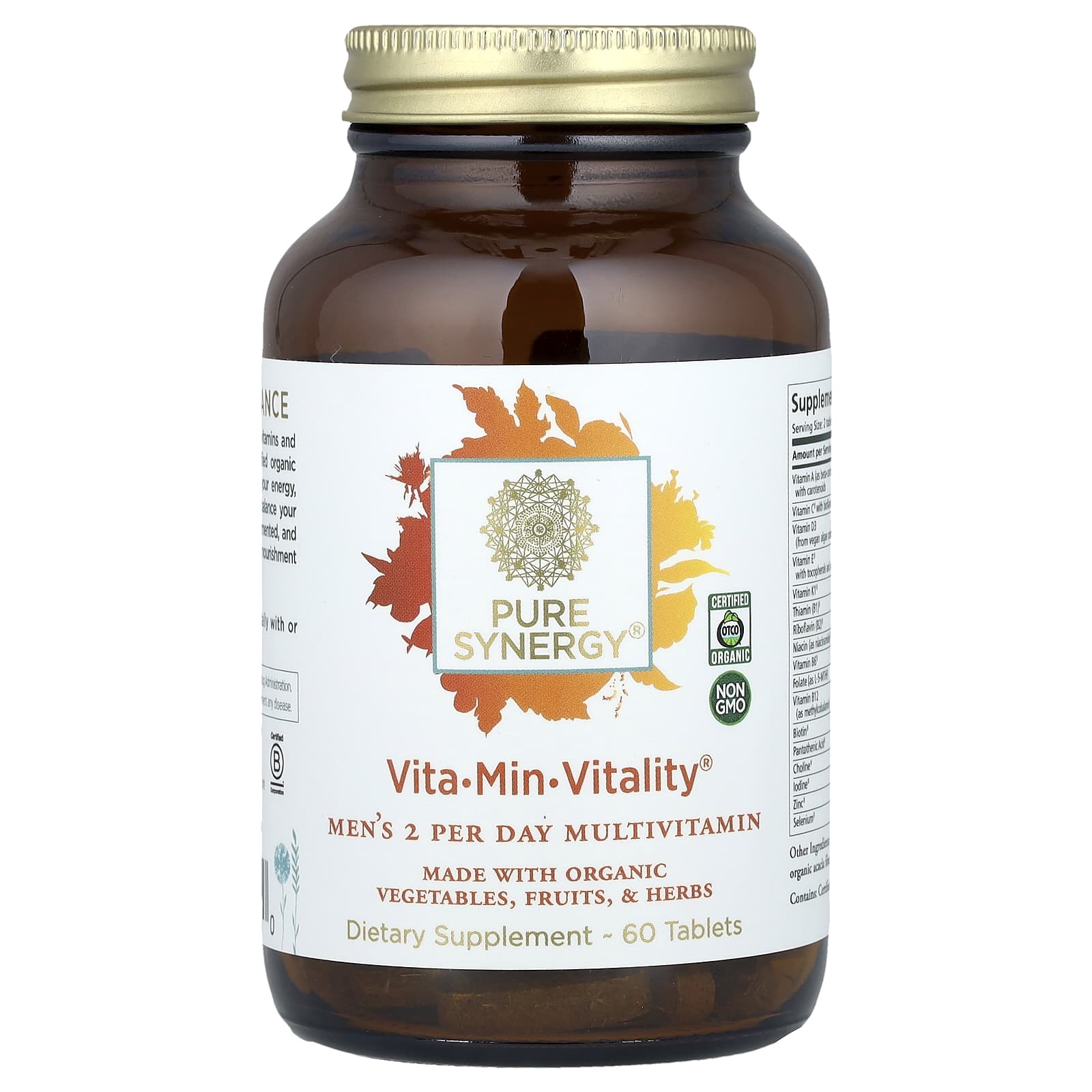 Pure Synergy, Vita-Min-Vitality®, Men's 2 Per Day Multivitamin, 60 Tablets - Image 1