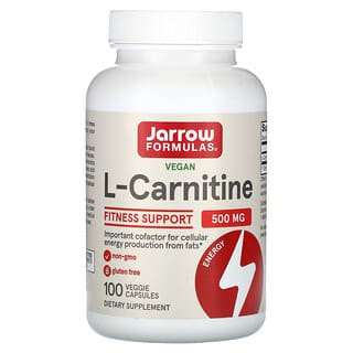 Jarrow Formulas L-Carnitine 500mg for Energy Support - 100 Veggie Capsules