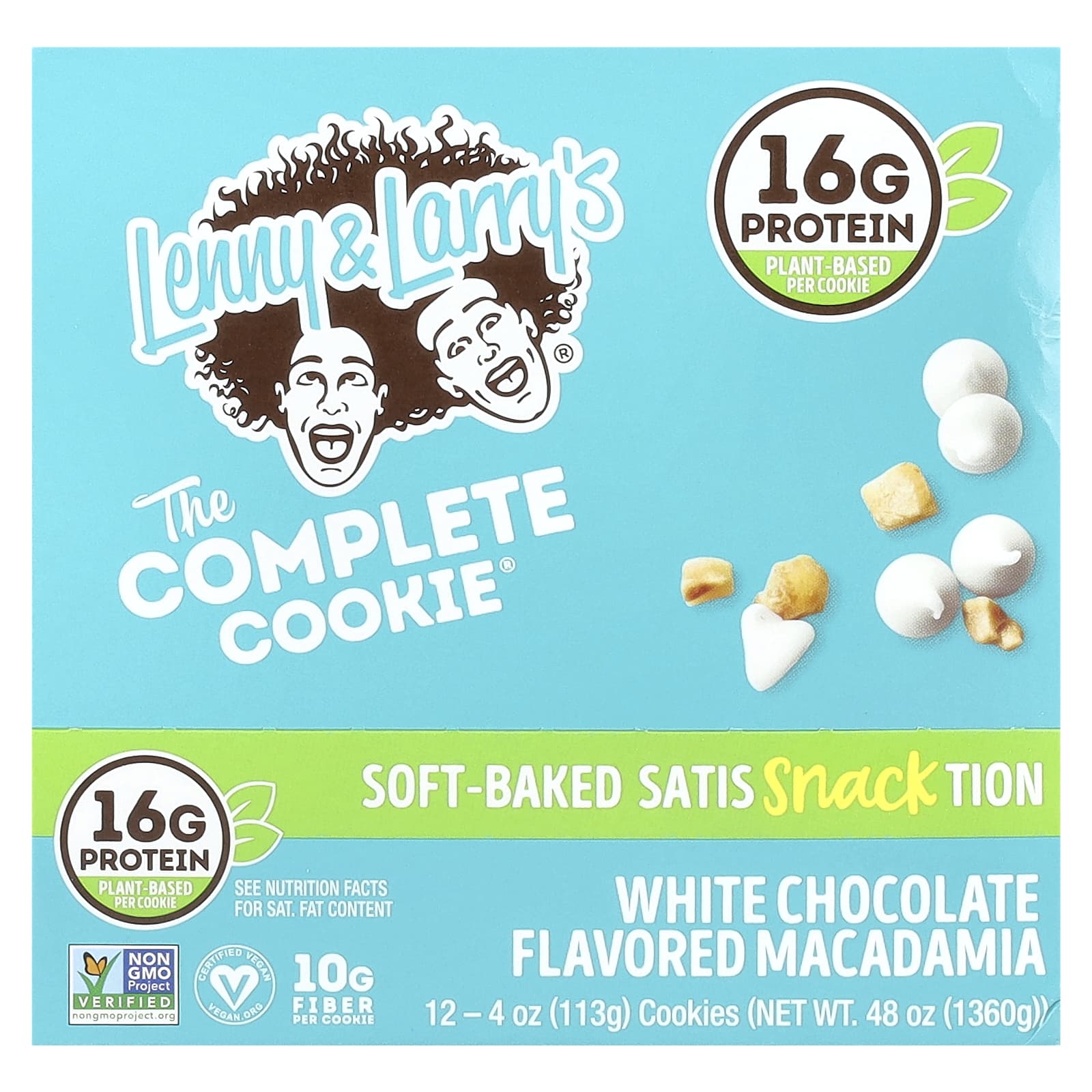 Lenny & Larry's, The Complete Cookie®, White Chocolate Macadamia, 12 Cookies, 4 oz (113 g) Each - Image 1