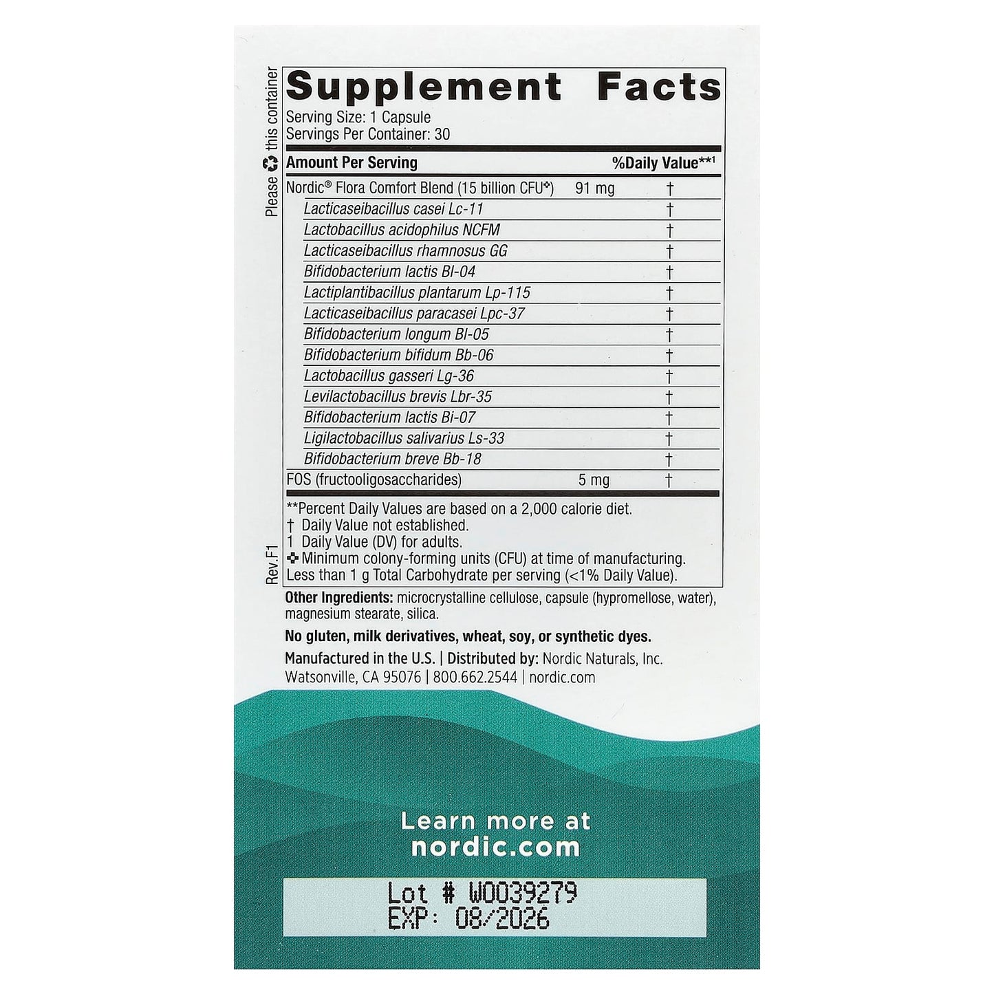 Nordic Naturals, Nordic Flora Probiotic, Comfort, 15 Billion CFU, 30 Capsules - Image 2