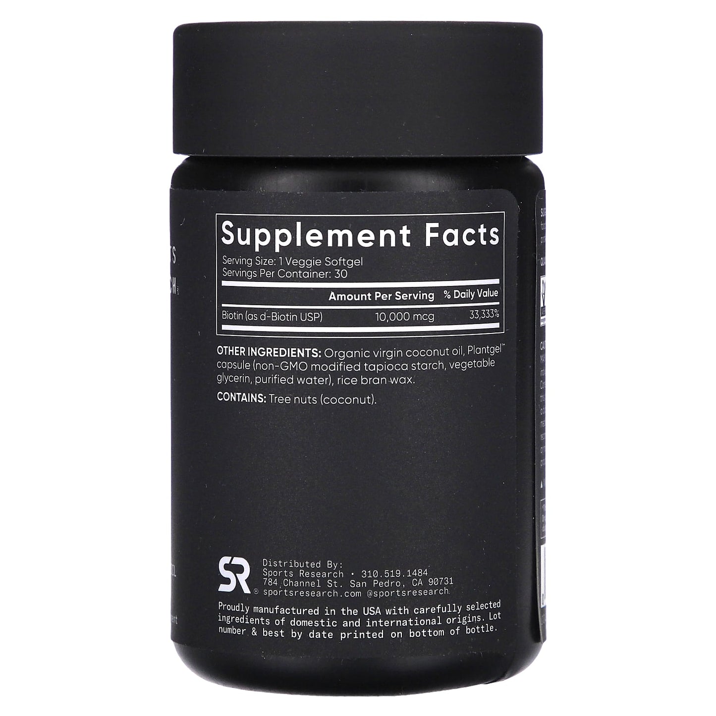 Sports Research, Biotin, Max Strength, 10,000 mcg, 30 Veggie Softgels - Image 2
