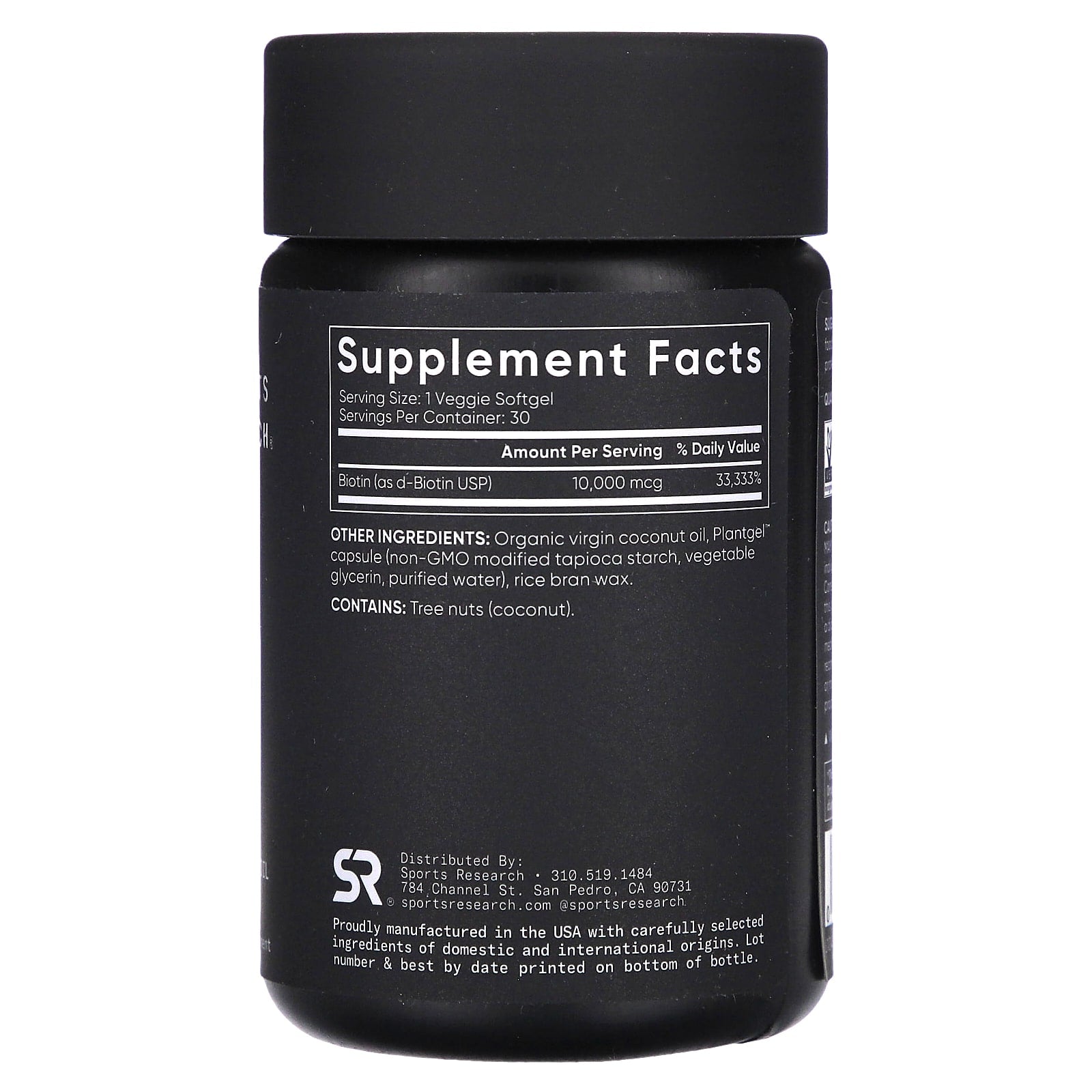 Sports Research, Biotin, Max Strength, 10,000 mcg, 30 Veggie Softgels - Image 2