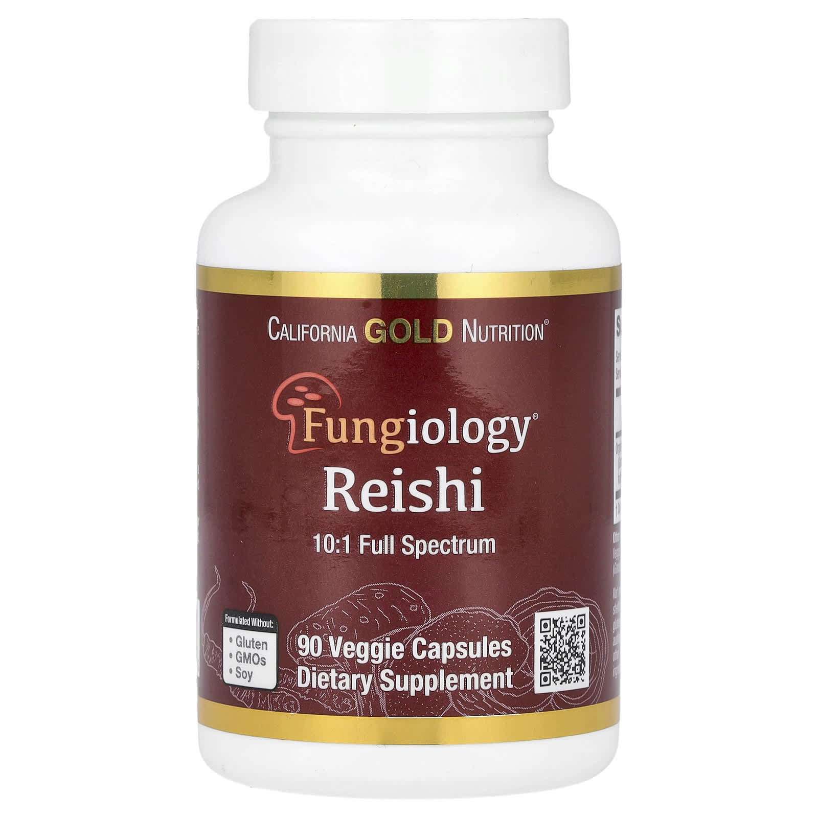 California Gold Nutrition Organic Reishi Mushroom Supplement, 90 Capsules - Image 1
